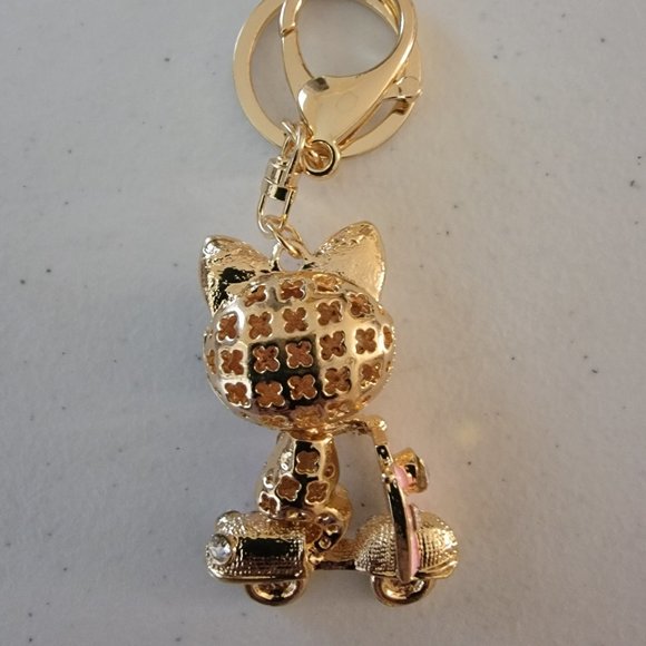 Purse Charm/Key Chain Kitty on a Scooter-New - Picture 4 of 5